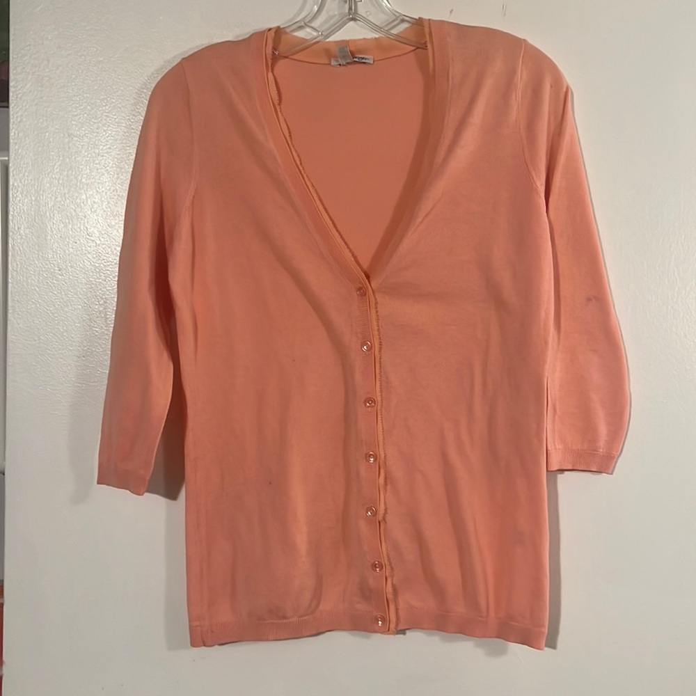Halogen peach v neck cardigan 3/4 sleeve